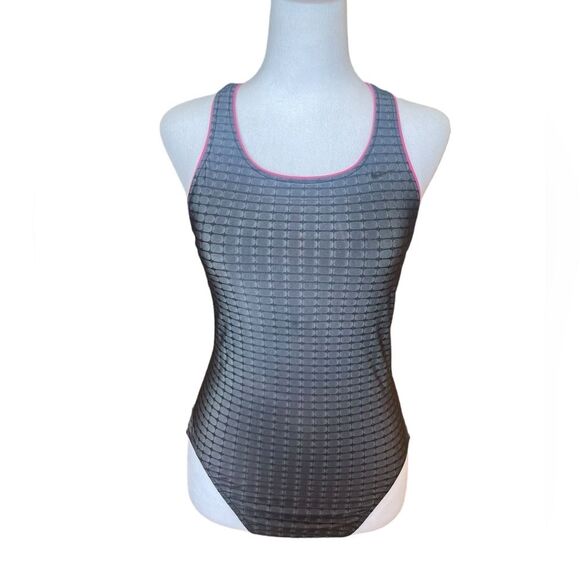 Nike Womens One Piece Swimsuit Gray and Pink - Picture 1 of 10